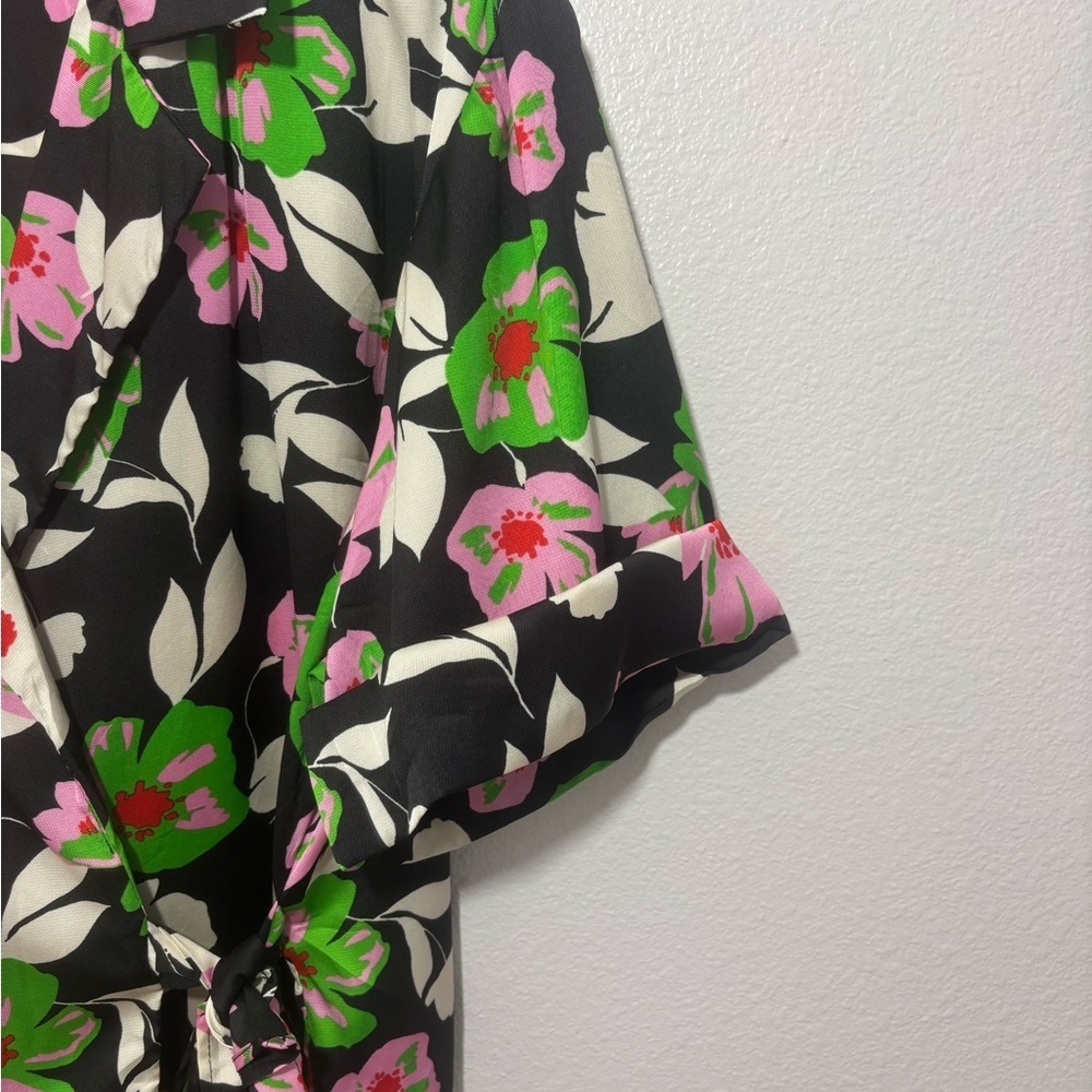 Who What Wear Floral Wrap Tie Blouse Top Black Pink Green | XXL - Picture 4 of 13